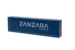 Navy cube with the ZANZARA logo
